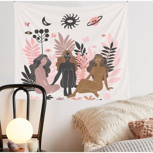 Black and White Tapestry Psychedelic INS Floral Cloth Tapestry Boho Wall Decor Tapestry Flower Home Decoration Tapestries