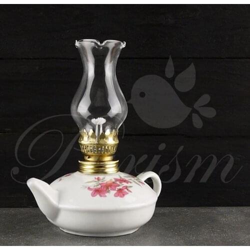 Art Kerosene Lamp Vintage Nostalgia Glass Ceramics Fireplace Tabletop Country Style Classic Home Candlestick Decoration Lights