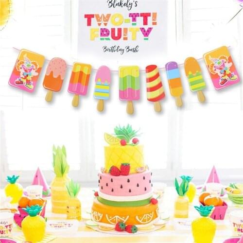 Summer Cool Ice Cream Popsicle Banner Garland for Tropical Theme Party Bar Ice Pop Bunting Kid Birthday Party Decoration