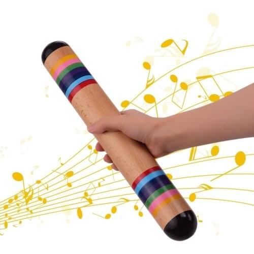 2021 Hot Wooden Rainstick Rainmaker Rain Shaker Musical Instrument Toy Rainbow Colored for Kids Adults