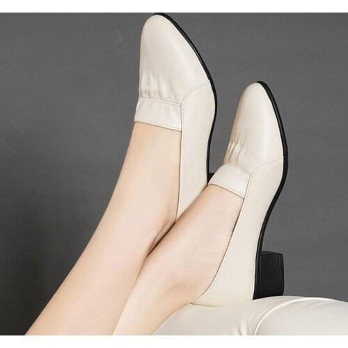 Soft Leather One-step Small Leather Shoes Women 2021 New Loafers Womens Comfortable Flat-bottom Lazy Shoes Womens Single Shoes