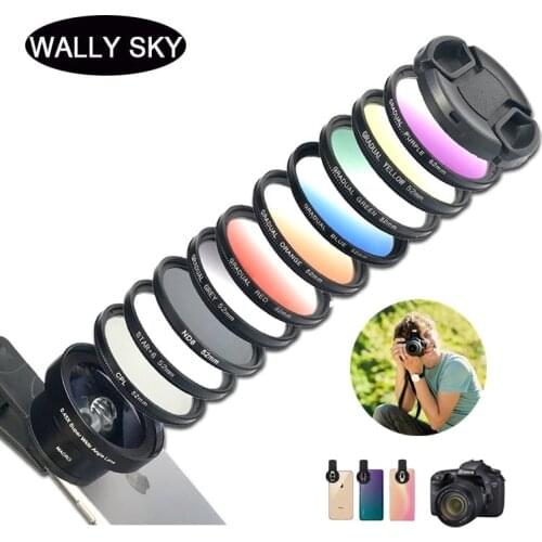 12 in 1 Smart Phone Filter Set SLR Filter for Photography Opticial 7 Gradient Colors Wide-angle Macro Lens CPL Starlight Lens