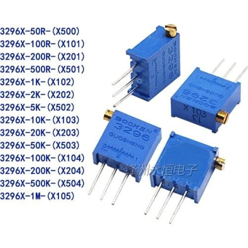 10PCS 3296X Multi-Turn Adjustable Potentiometer 1K2K5K10K20K50K100K200K500K1M