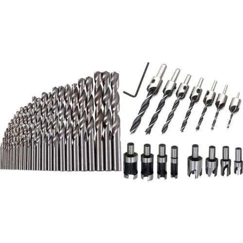 25Pcs 1mm-13mm Hss High Speed Steel Drill Bits Set with 8Pcs HSS Taper Claw Type Wood Plug Cutter Drill Bits