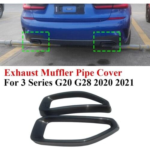 Stainless Steel Car Rear Exhaust Muffler Pipe Cover Trim Tail Throat Frame for-BMW 3 Series G20 G28 2020 2021