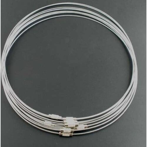 DoreenBeads Steel Wire Collar Neck Round Necklace Gray With Screw Clasp DIY Making Jewelry Findings 46cm(18 1/8") long, 10 PCs