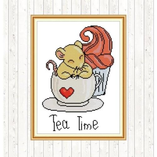 Afternoon Tea Cross Stitch 11CT 14CT Printed Canvas for Embroidery Kit Printed Canvas DMC DIY Art Crafts Wall Home Decor Kit
