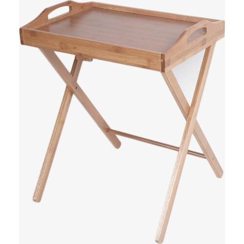 Flood Standing Folding Dining table Wood Color Household Movable Folding Table (50 x 36 x 58.5)cm