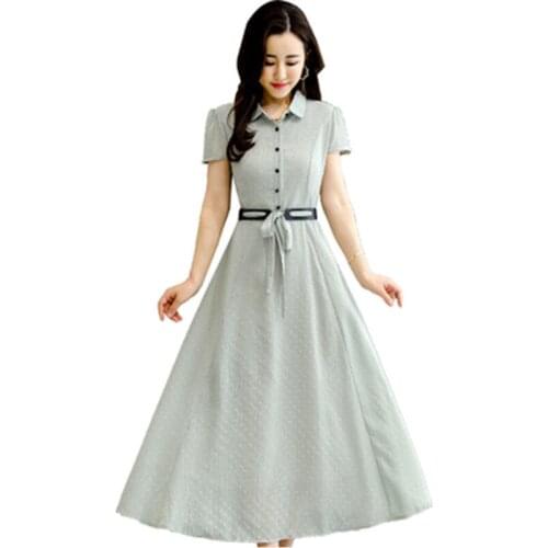 Chiffon Dress Female 2021Summer New Style WomenTemperament French Vestidos Short-Sleeved Mid-Length Lace-UP Dresses Ladies L628