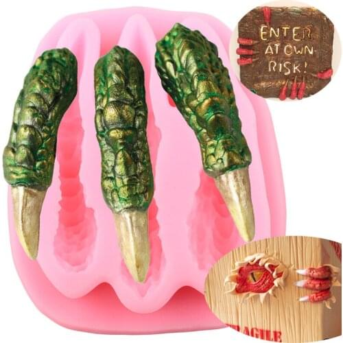 3D Dinosaur Paw Silicone Mold Cake Border Fondant Mould Candy Resin Clay Chocolate Gumpaste Molds Cake Decorating Tools