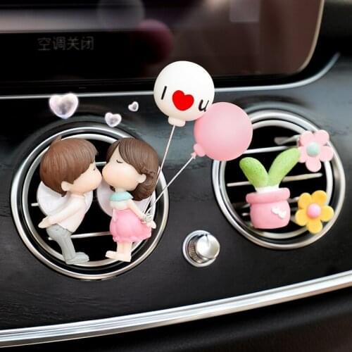 Cute couple gift car perfume clip air outlet pendant car decoration creative car interior supplies men and women holiday gifts