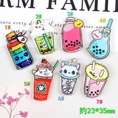 Mixed charm milk bottle milk tea accessories cup patch diy keychain pendant cream plastic phone case material hair jewelry