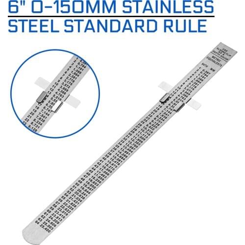 6" 0-150mm Stainless Steel Standard Rule Marking Measuring Tool Depth Length Gauge Scale With Detachable Clip Easy to Use/Carry