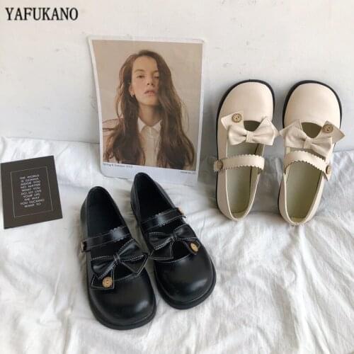 Women Shoes Lolita Platform Shoes Cute Korean Round Head kawaii girl loli cosplay ulzzang shoes butterfly-knot