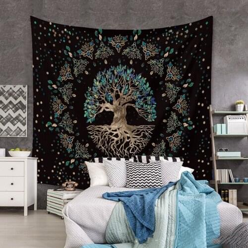 Boho Life Tree Home Decoration Tapestries Psychedelic Bohemian Scene Wall Tapestry Living Room Bedroom Decorative Hanging Mural