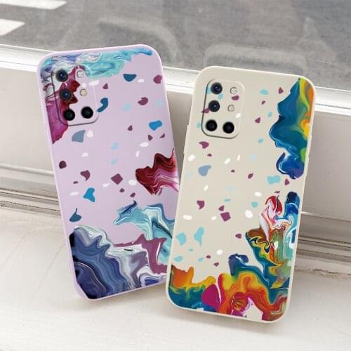 Color Oil Painting Square Lens Protection Case For Oneplus 8t Soft Liquid Silicone Phone Cover For 9 9pro 9r pro Case Coque