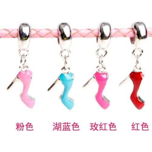 10pcs/lot silver color Sexy high heels Charm for bracelet shoes Pendant necklace Tag Enamel hair accessories DIY jewelry