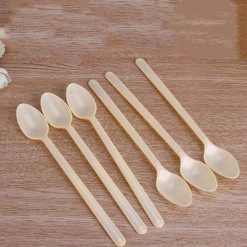 100Pcs Thick Disposable Plastic Spoon Long Handle Dessert Spoon Practical Milk Tea Smoothie Spoon Long Ice Spoons