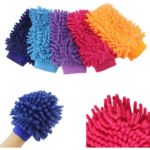 1pcs 2 in 1 Microfiber Chenille Car Wash Glove Mitt Double Soft Mesh backing no scratch for Car Wash and Cleaning Random Color