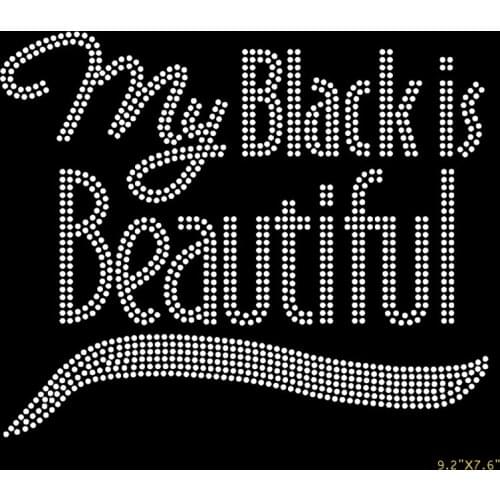 Free shipping My Black is Beautiful (Text) Afro Rhinestone Transfer