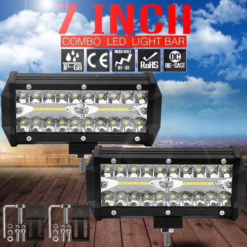 7 inch 120W 6000K IP68 LED strip light work driving modified off-road vehicle lights roof strip light super bright