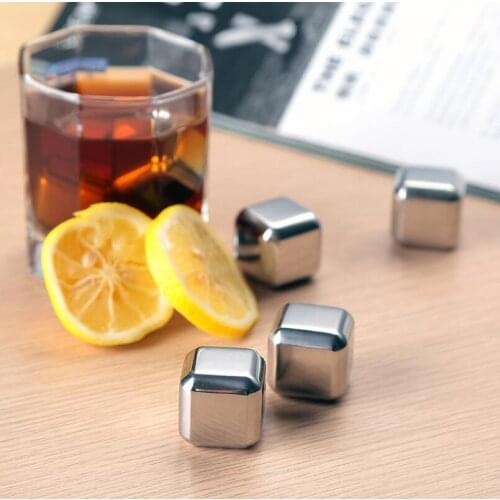 Bar Accessories Wine Chiller Stainless steel Whiskey Stones Food Grade Metal Ice Cube For drinks LX6873