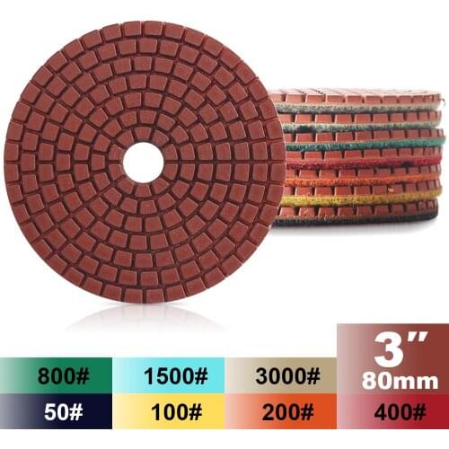 Free shipping 7pcs Red diamond polishing pads 3 inch grinding disc granite marble concrete