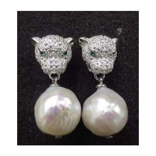 Free Shipping 11-12mm elegant pretty natural south sea white pearl earrings