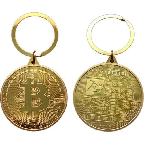 Key Chain Bitcoin Pattern Pendant Jewelry Accessories BTC Metal Antique Imitation Metal Handbag Hanging Decorating Key Holder