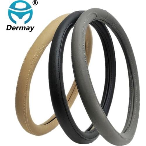 DERMAY Car Steering Wheel Cover High Quality Soft PU Leather Anti-Slip For 38CM Auto Car Steering-Wheel Protector Free Shipping