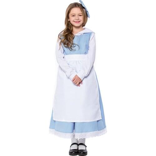 Girl Fairytale Alice in Wonderland Lolita Costume Deluxe Book Week Childrens Day Outfit Maid Fantasia Fancy Dress