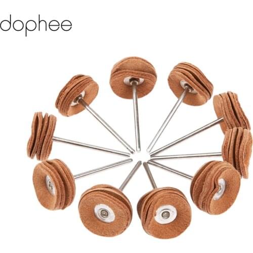 Dophee 10Pcs Dremel Accessories Polishing Buffing Wheels for Rotary Tools 2.35mm Shank Jewellery Polishing Tools 22mm Leather