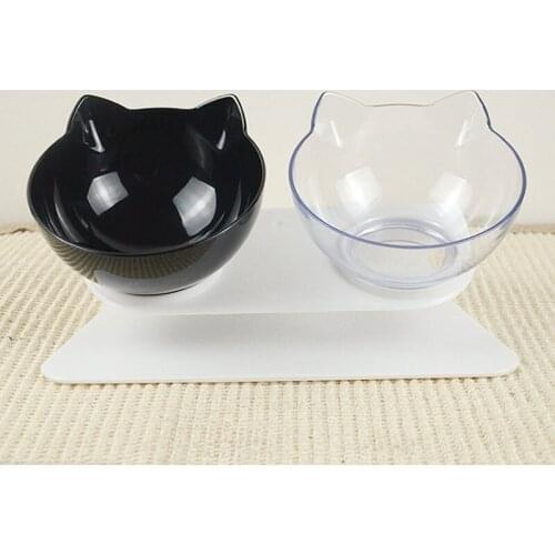 Double Cat Bowl With Stand Pet Dog Raised Non-slip Cat Food Bowl For Cat Water Bowl For Dogs Feeder For Cats Pets Dropshipping