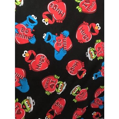 50*170cm Sesame Street elasticity knitted cotton fabric For Sewing diy Patchwork girl Shirts pajamas hat Stroller cushio