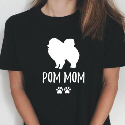 Fashion Woman Tshirts Summer Short Sleeve Casual Funny Pomeranian Dog Moms Letter T Shirt Women Tops Harajuku Tee Shirt Femme