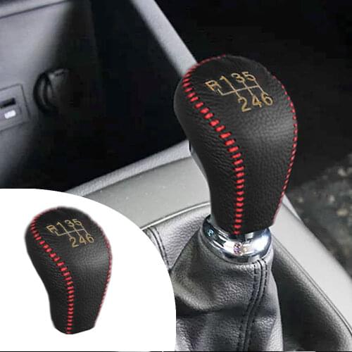 Leather Shift Knob Cover For HYUNDAI i10 i20 iX20 i30 i40 ix35 Tucson Genesis SANTA FE i80 Sonata 6 Speed Manual Shift Lever