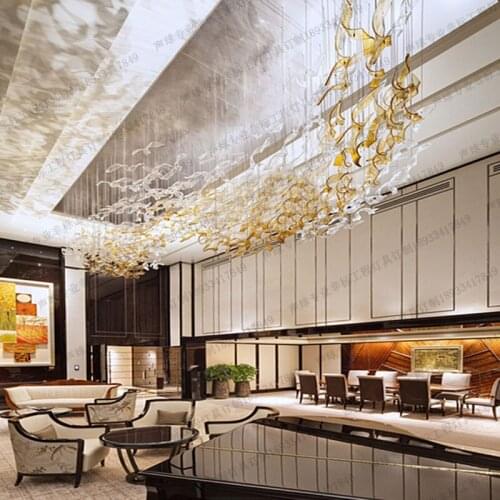 Hotel lobby chandelier creative hotel lighting lobby front desk crystal lamp custom sales sand table LED engineering lamp