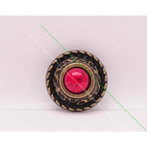 10Pcs 12mm Brass Flower Carved Rope Side DIY Leathercraft Belt Halter Accessories Cone Rivet Stud Red Turquoise Concho Screwback