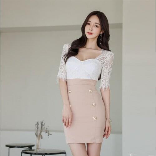 Summer Dress Dinner Women Dresses Elegant Vintage Pink Lace Bodycon Bandage Sundress Bithday Party Sexy Club Korean Clothes