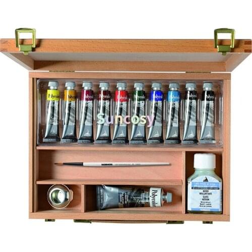 MAIMERI POLYCOLOR Polycolor Maimeri-Cassette Beech - Fine Acrylic Pigment - 10 Tubes 20ml + 1 Tube 60ml + Accessories