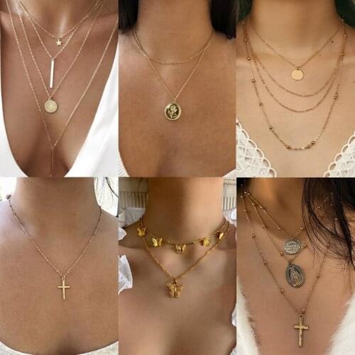 Multi Layer Lover Lock Pendant Choker Necklace Steampunk Padlock Heart Chain Necklace Collier Couple Necklace Jewelry Gift