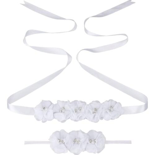 Women Fashion Beaded Belt New Pearl Handmade Flower Applique Wedding Belt Wedding Dress Elegant Bride Belt