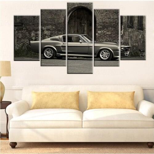 Modular 5 Pcs Canvas Painting Home Decor Pictures Mustang Shelby Supercar Modern Printed Poster For Living Room Wall Art Frame