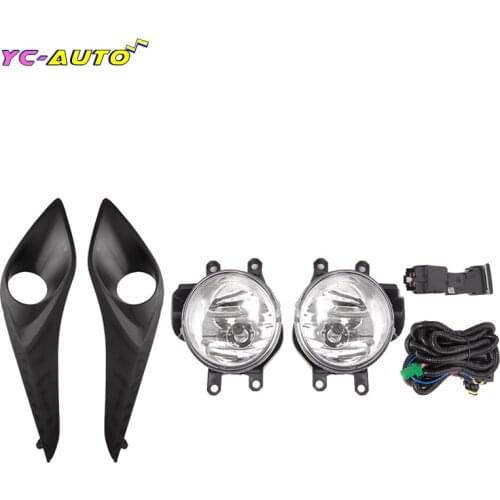 1Set Left Right Car Hologen Fog Light cover Front Bumper Driving Spot Lamp foglights With Wires Switch For Toyota Prius C 2018