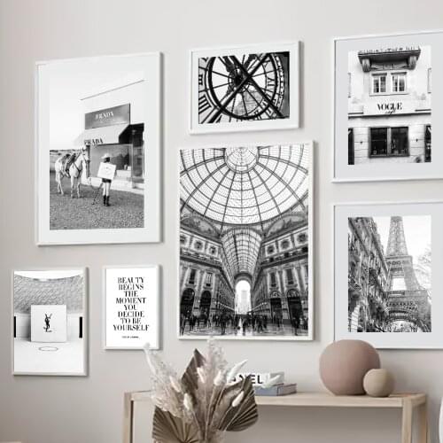 Wall Art Canvas Painting Paris World Famous Brand Black White Nordic Posters And Prints Wall Pictures For Living Room Decoration