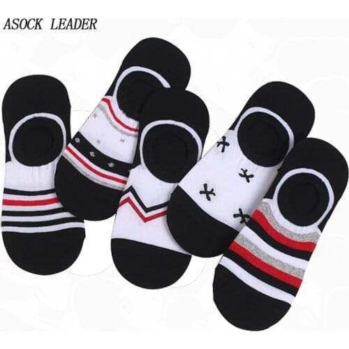 5 Pairs/Lot 2018 Spring&Summer New Cotton Mens socks Art Funny Low Cut Sock Stripe Invisible Socks Creative leisure Men Fashion