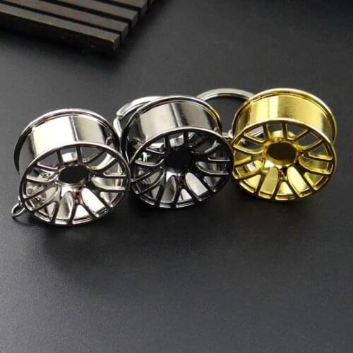 New Universal Car Key Case Cool Gunmetal Spinning Turbo Keychain Creative Stainless Steel Men Women Waist Key Ring Chain Pendant