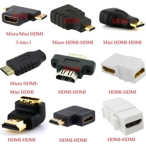 High quality Black White Micro Mini HDMI Extension cord connector HDMI HD adapter plug Various specifications Optional