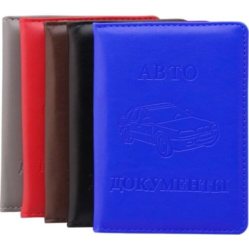 Portable Russian Drivers License Holder PU Leather Car Driving Documents Bag Credit Card Cover Business ID Card Case