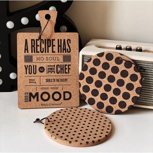 Cork Cup Holder Nordic Round Dots Coffee Drink Support Pad Placemat Insulation Heat Proof Coaster Mat Home Office Table Decor